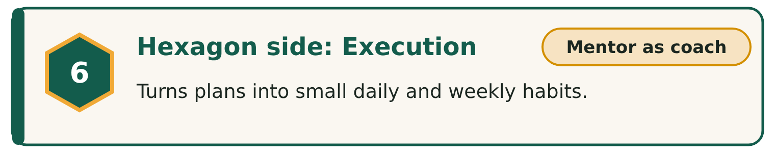 6: Hexagon side Execution, mentor as coach